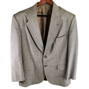 Towncraft Mens Blazer Jacket 42R Gray Plaid Single Breasted 2-Button Workwear